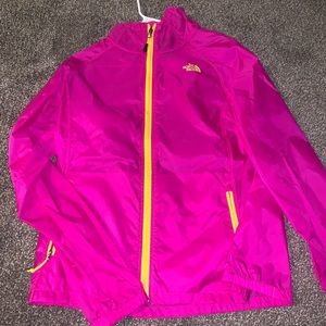 Pink north face rain jacket